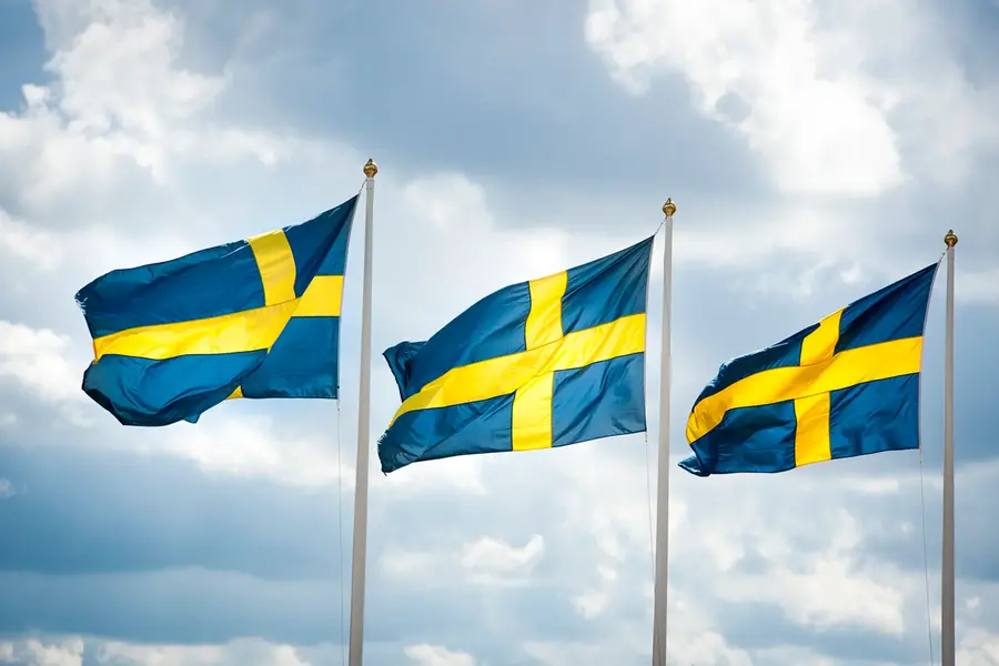 Three Swedish flags.